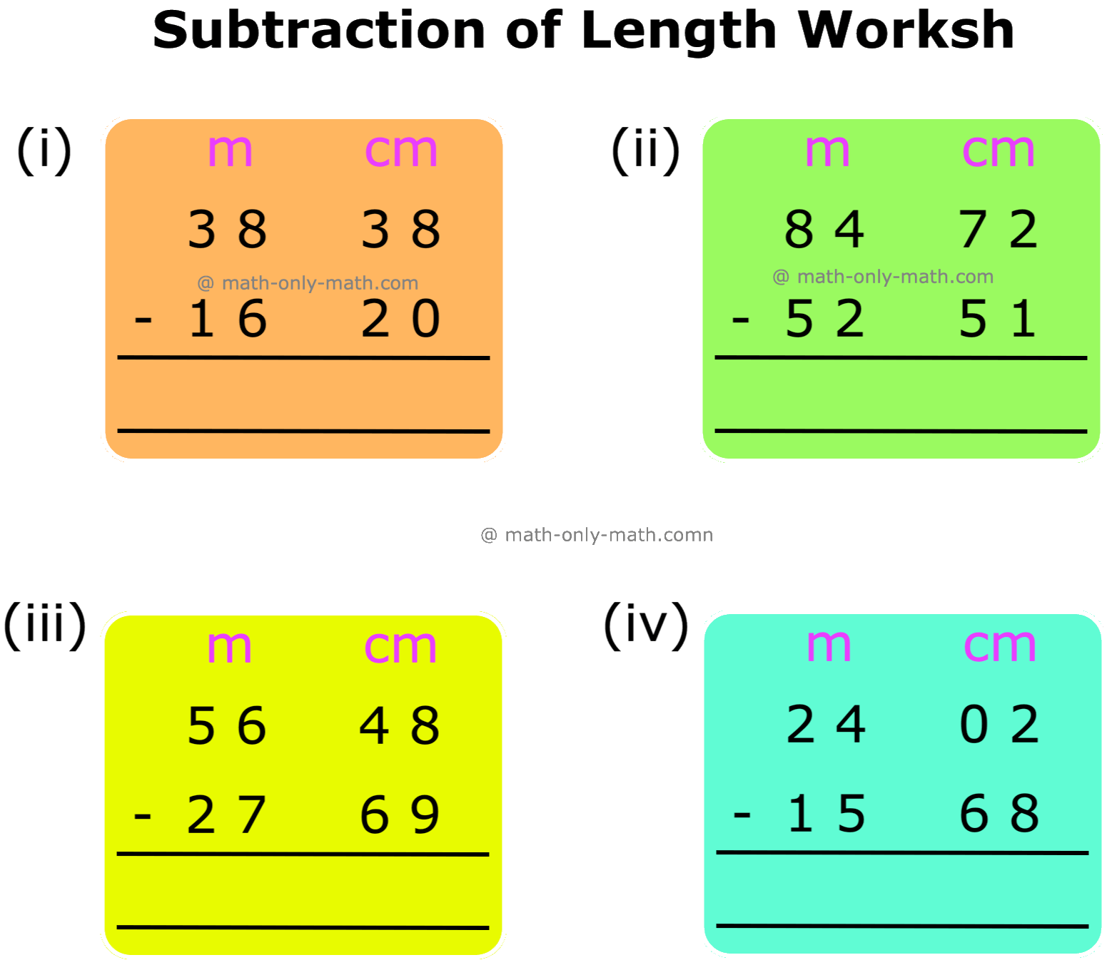 Worksheet On Addition And Subtraction Of Units Of Measurement Answers
