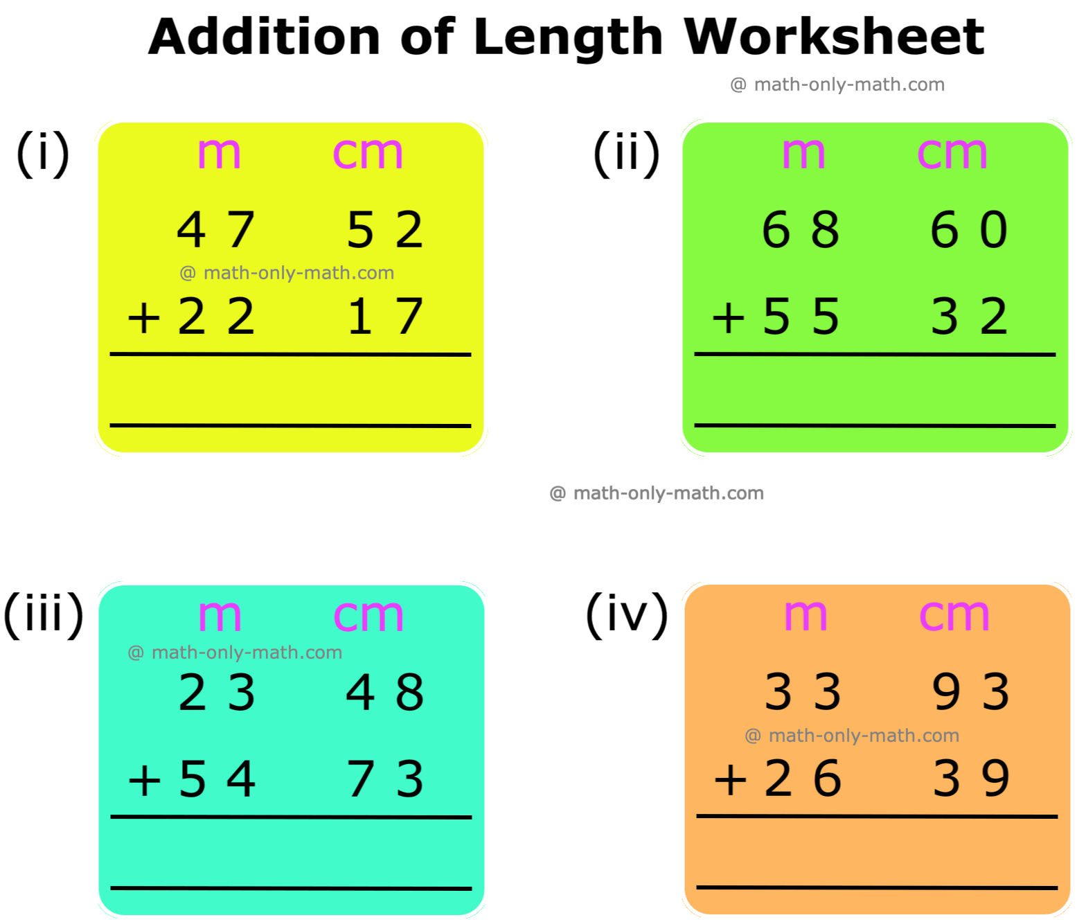 Worksheet On Addition And Subtraction Of Units Of Measurement Answers
