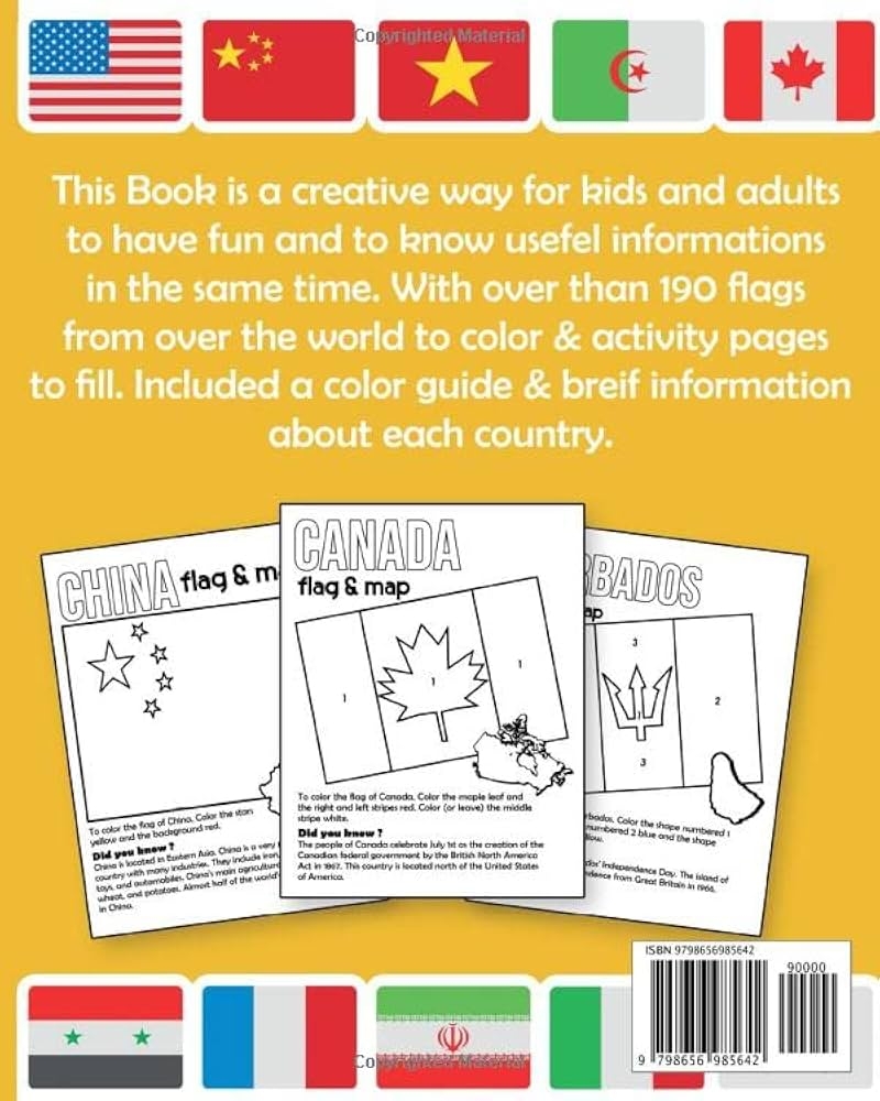 World Flags Coloring And Activity Book 190 Flags To Color 25 Activity Pages With Color Guides To Help Useful Information For Each Flag Best For Kids And Adult
