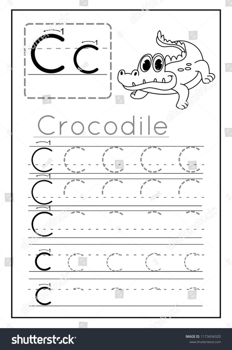 Kids Under 7 Letter C Practice Writing Worksheet