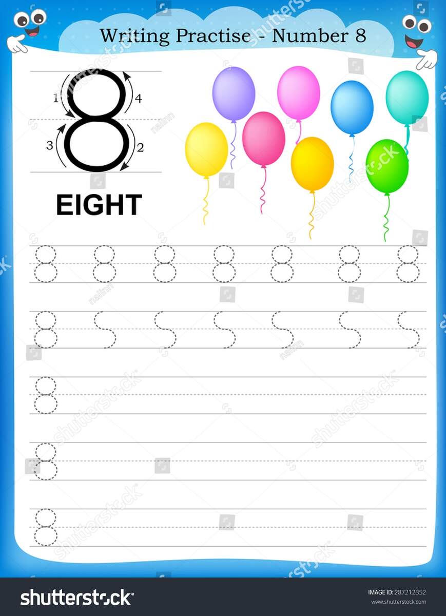 Tracing Number 8 Worksheet For Kindergarten And Preschool Kids For Educational Handwriting Practice In A Printable Page Stock Vector Image Art Alamy