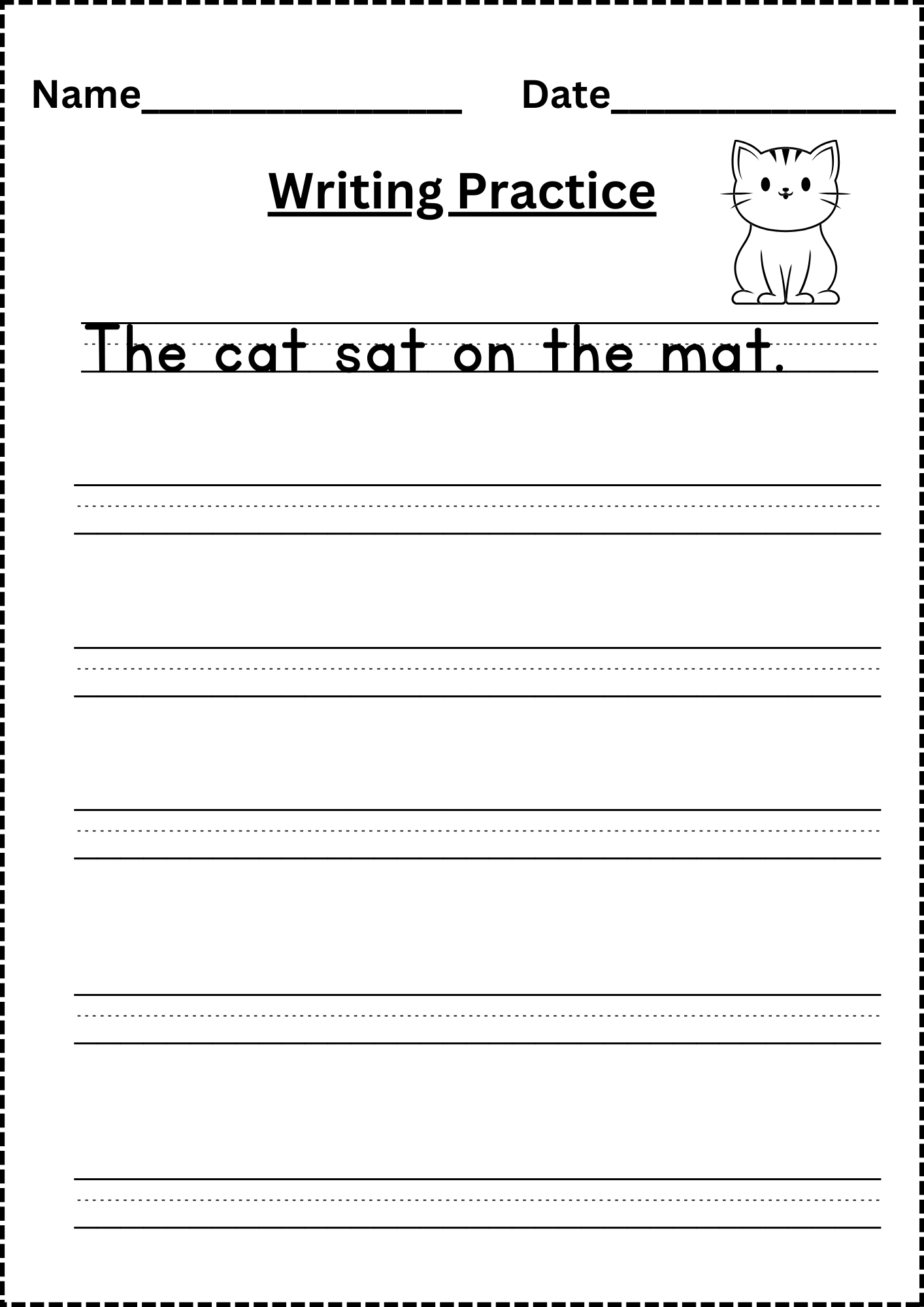 Free Printable Blank Writing Practice Worksheet